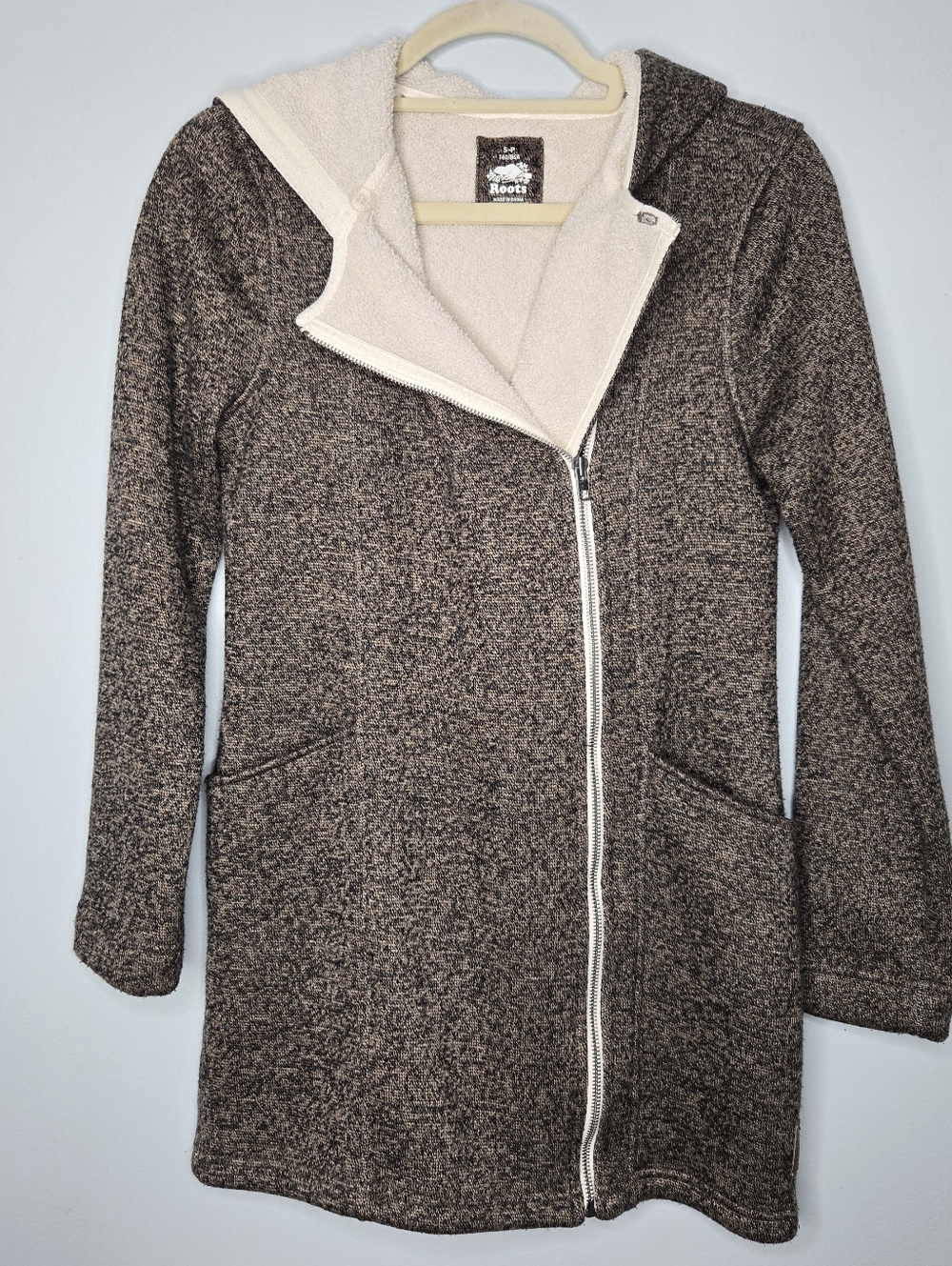 Roots Brown Cream Long Zip Jacket Hoodie SP